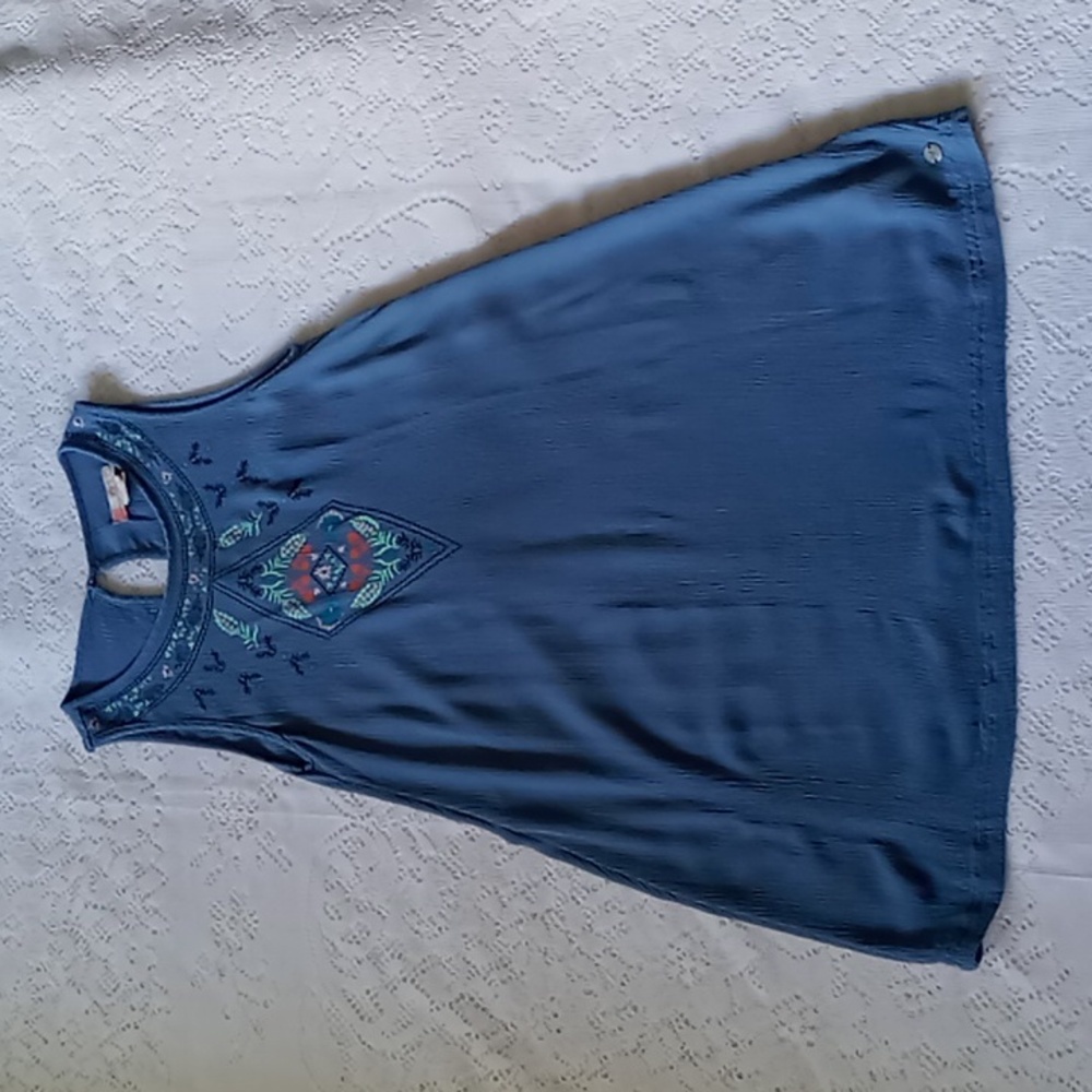 Roxy Girl's Sleeveless A-line Gauze Dress Size 8 Small Dusty Blue - Picture 4 of 11